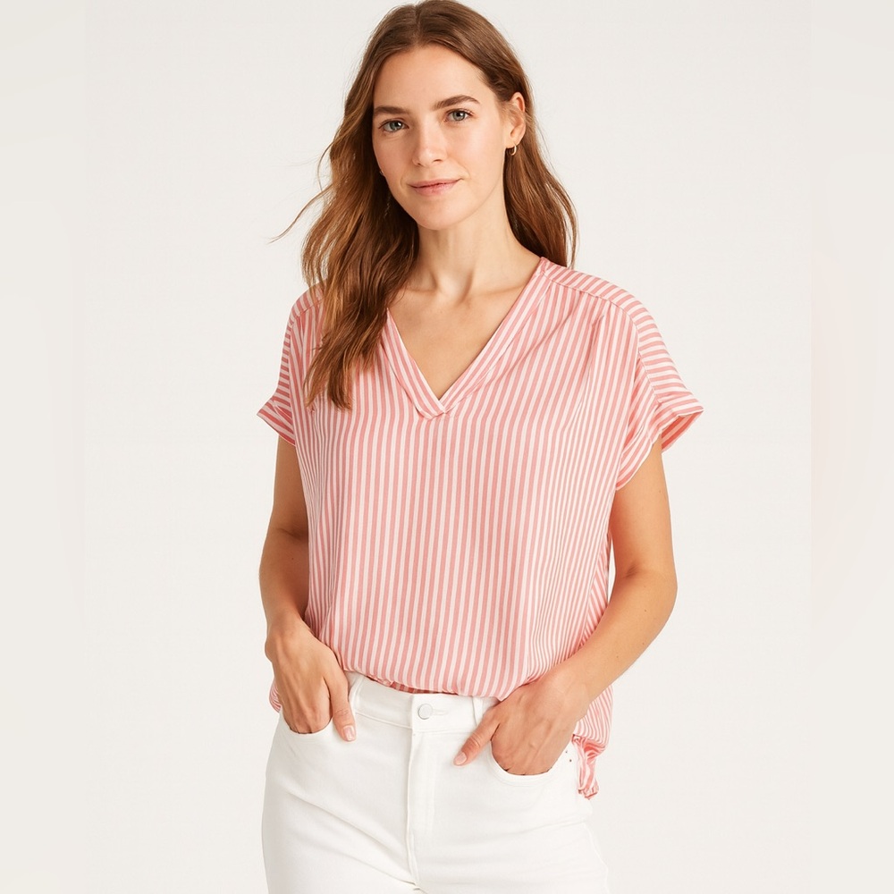 Pretty in Pink‎ GAP Striped Blouse | Relaxed Fit Size XL